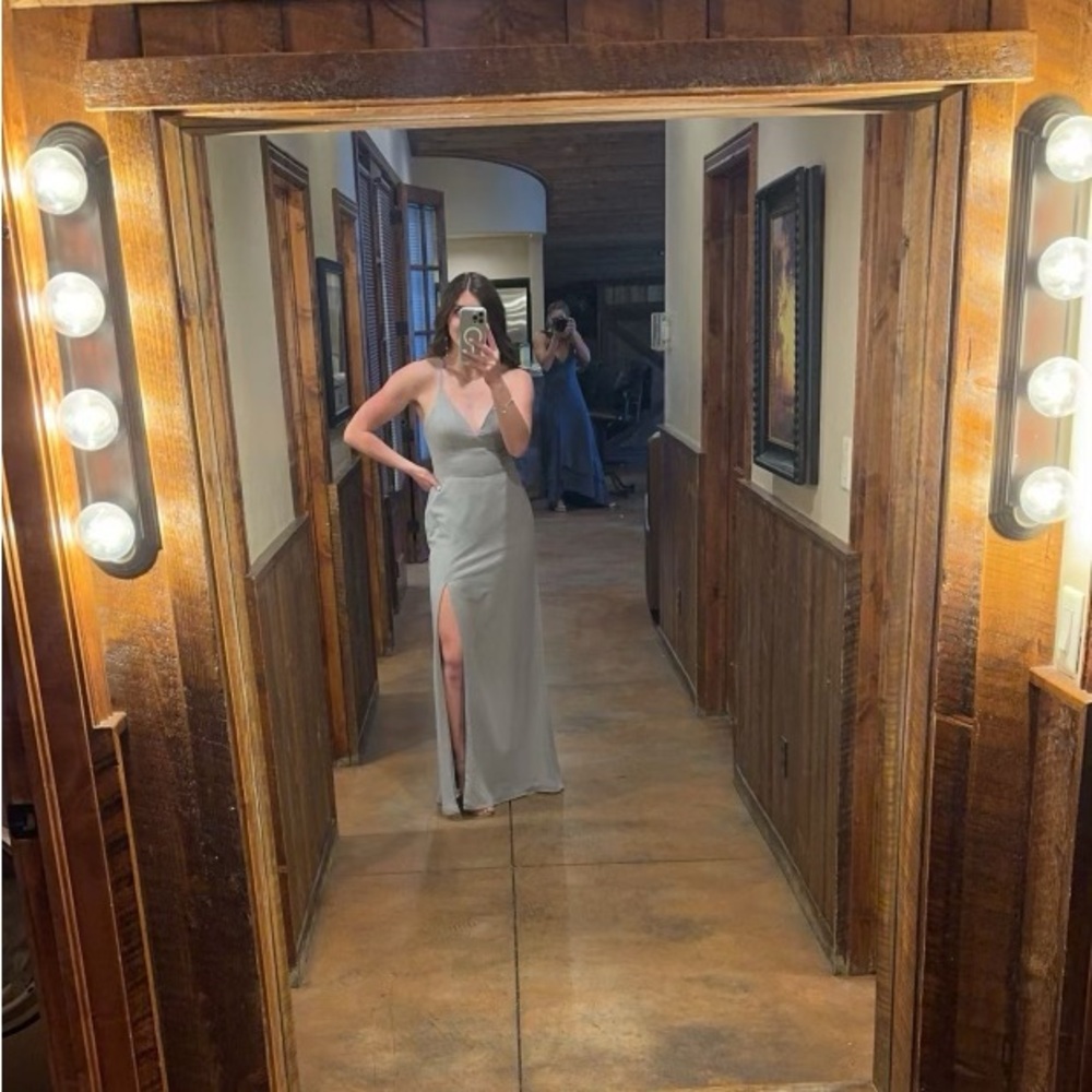 Silver Chiffon Azazie Becca Bridesmaid Dress Size A8